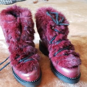 ELENA brand new leather Fur bootie